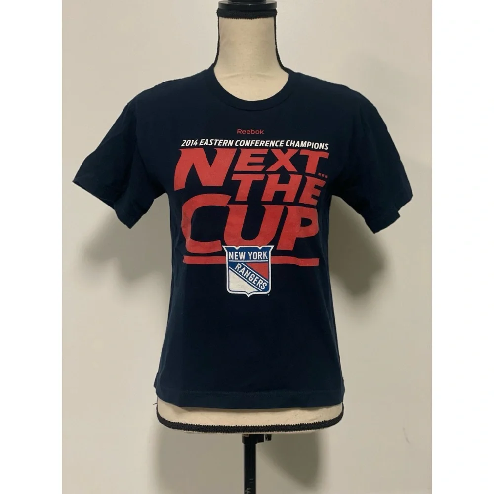 Kids Reebok NY Rangers 2014 Eastern Conference Championship T-Shirt Blue Size M - Picture 1 of 6